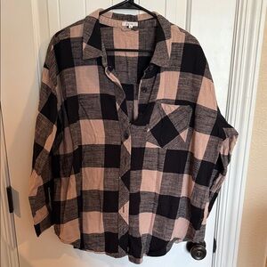 Maurices Pink and Black Flannel